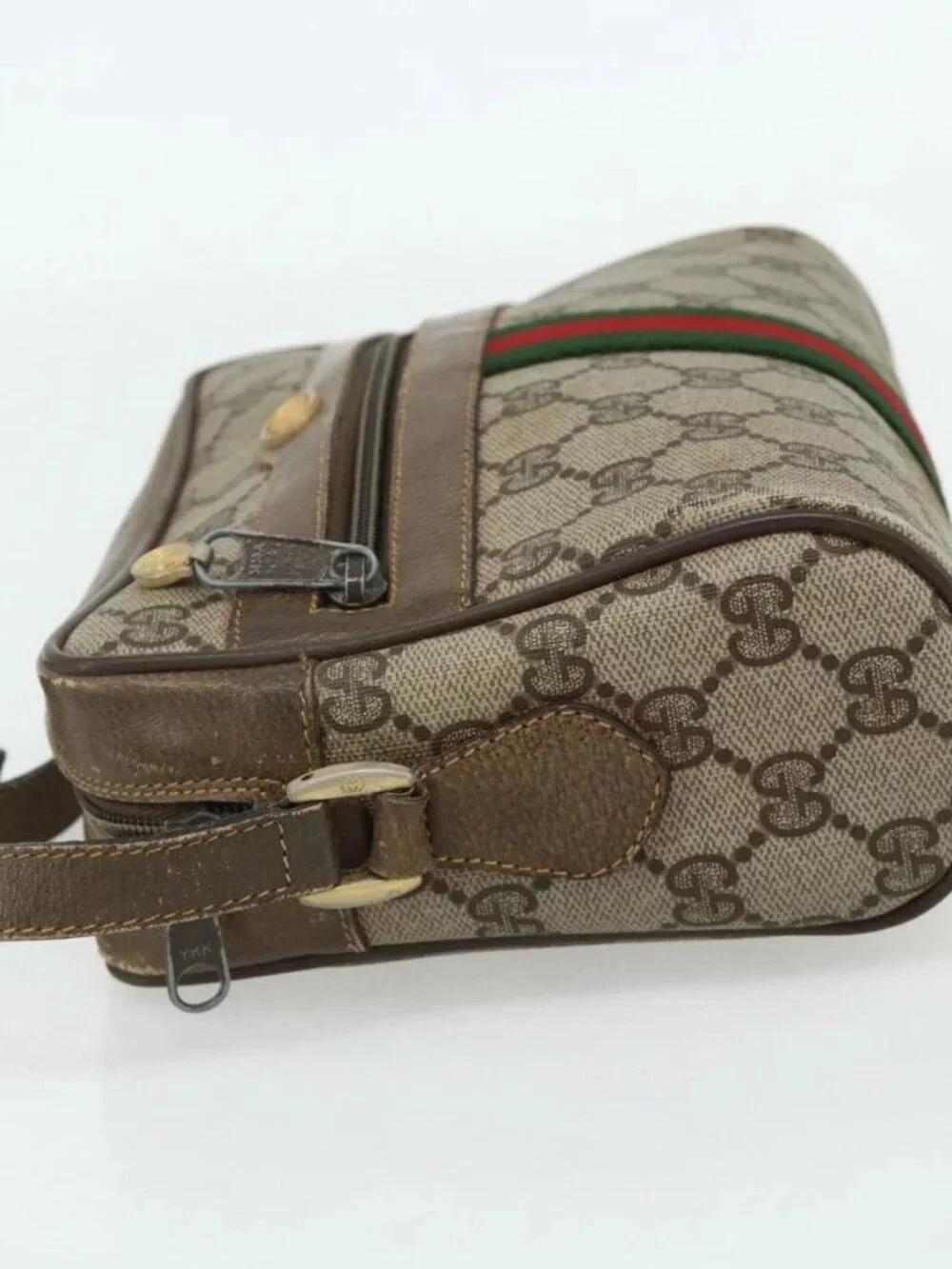 Share GUCCI GG Supreme Web Sherry Line Bag PVC Beige Gold 904 02 004 Auth